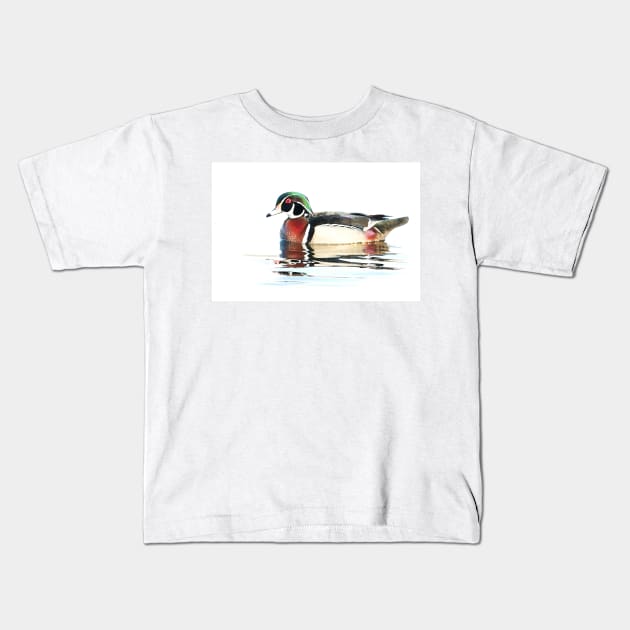 Watercolour Wood Duck Kids T-Shirt by Jim Cumming